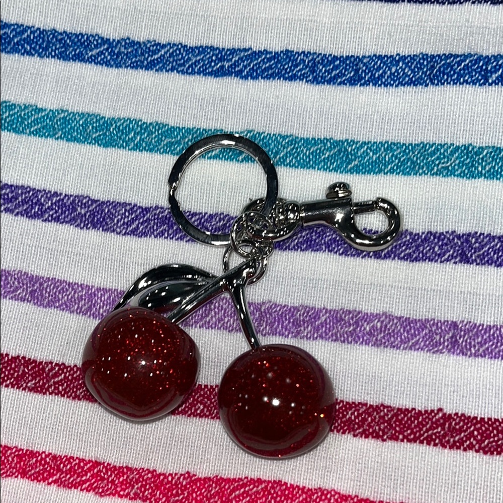Cherry Keychain Accessory - Silver and Red‎ - Picture 6 of 8
